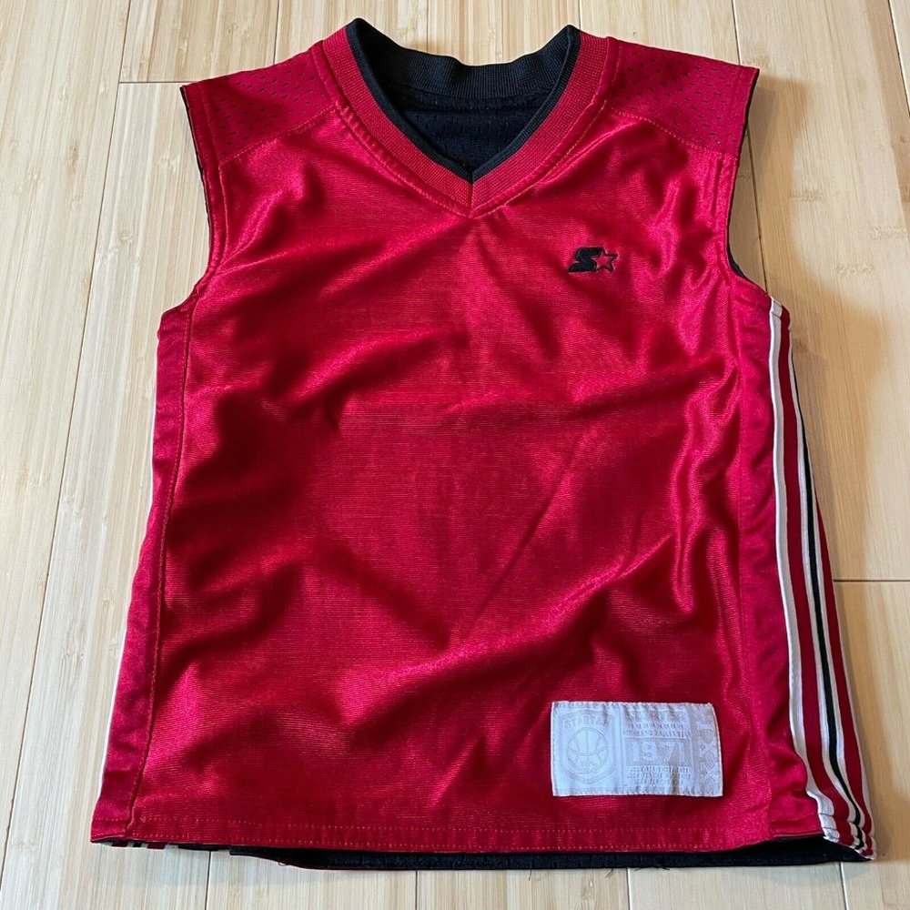 Starter Basketball Jersey Youth XXL Sleeveless Reversible Black Red Vintage